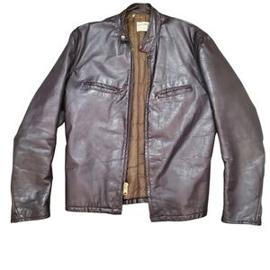 Vintage 70's Fidelity Cafe Racer Moto Brown Leather Jacket with Talon Zippers